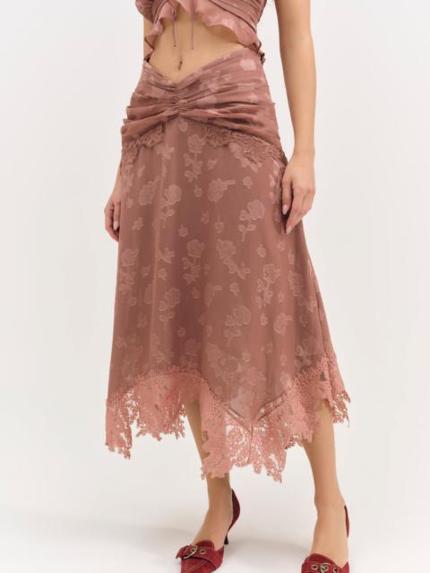 Colette Satin Burnout Midi Skirt