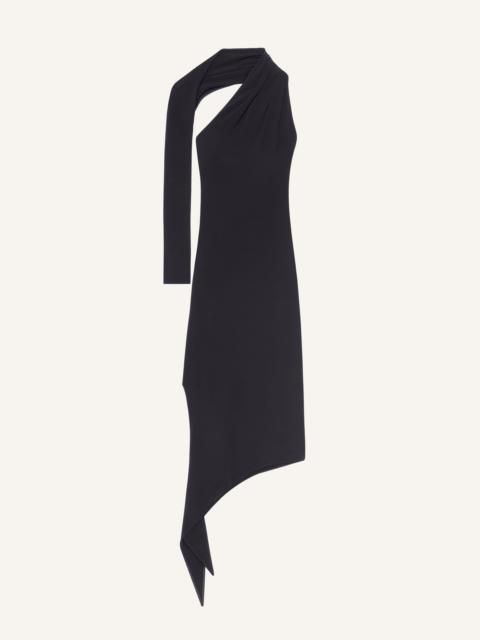 LONG SLASH CREPE DRESS