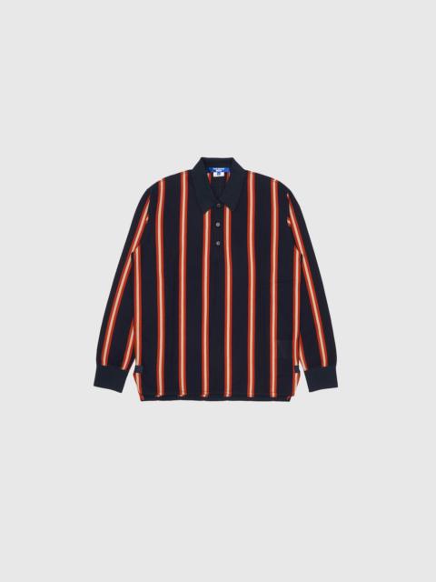 KNIT L/S  STRIPED POLO