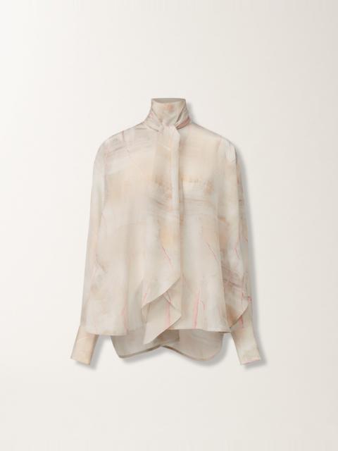Printed crepe de chine top, butter
