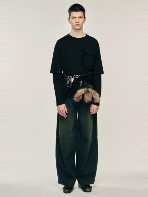 Layered Ruffle Pocket Long Sleeve T-Shirt