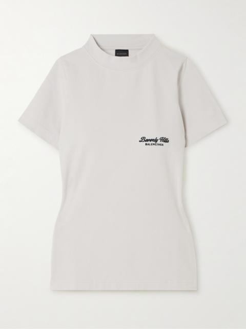 Embroidered Stretch-cotton T-shirt