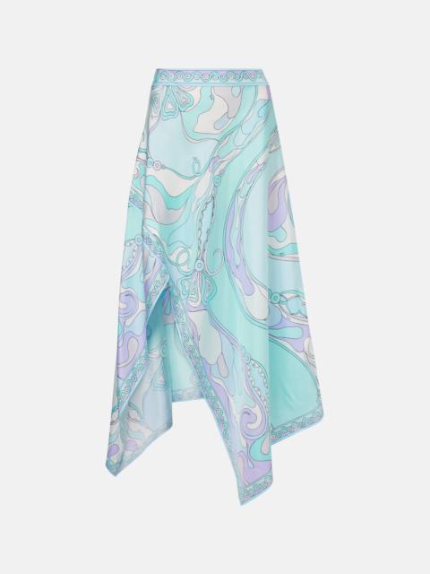 Orchidee asymmetric silk twill maxi skirt