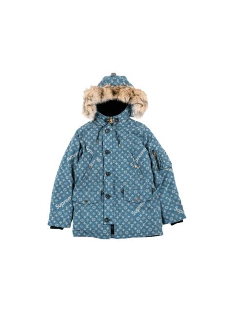 Supreme Louis Vuitton Jacquard Denim N-3B Parka Blue