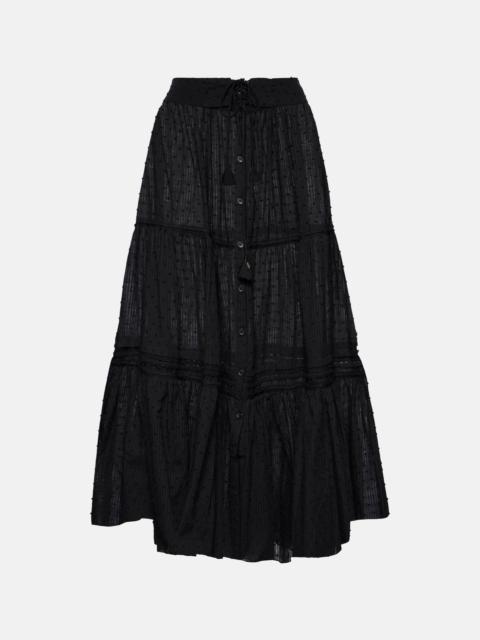 Brie cotton-blend midi skirt