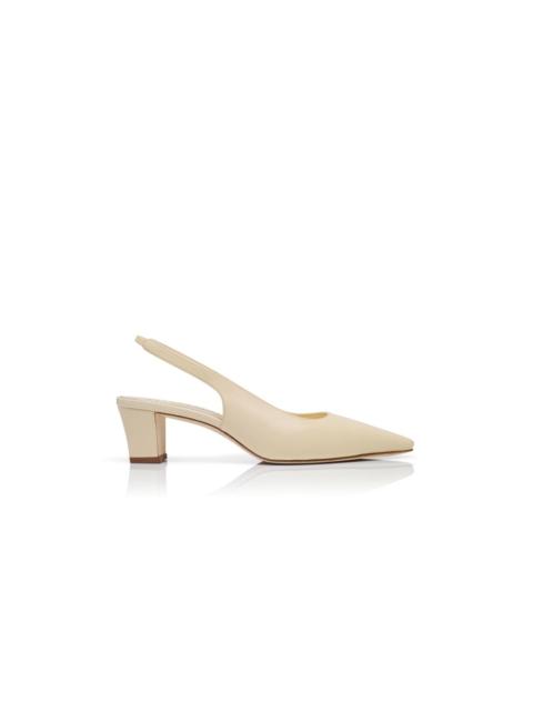 Light Cream Nappa Leather Slingback Pumps