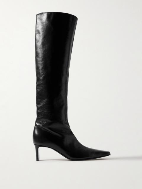Ona Crinkled-leather Knee Boots