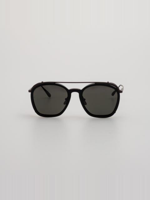 Aston Square Sunglasses in Black and Matt Nickel