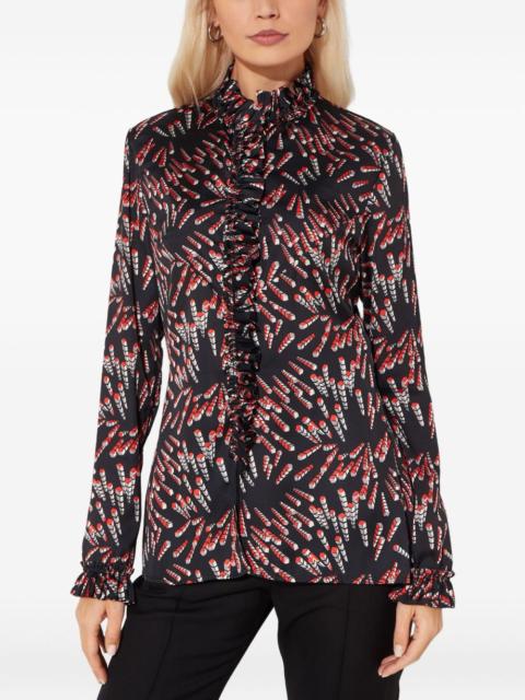 ruffled patterned blouse