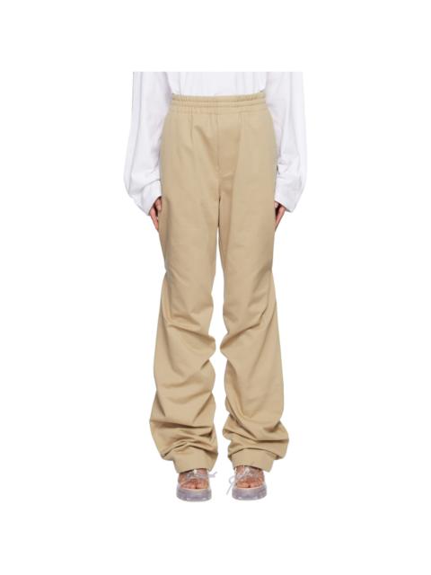 Beige Banded Shirring Trousers