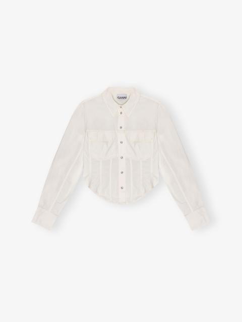 OFF-WHITE WASHED STRETCH COTTON CORSET SHIRT