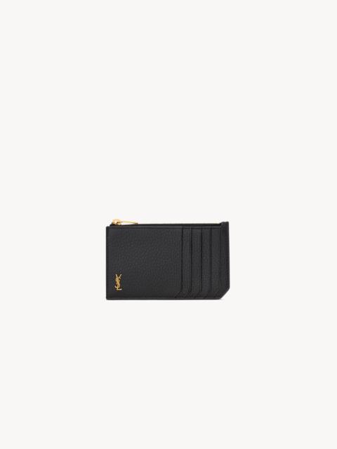TINY CASSANDRE FRAGMENTS ZIP CARD CASE IN GRAINED LEATHER