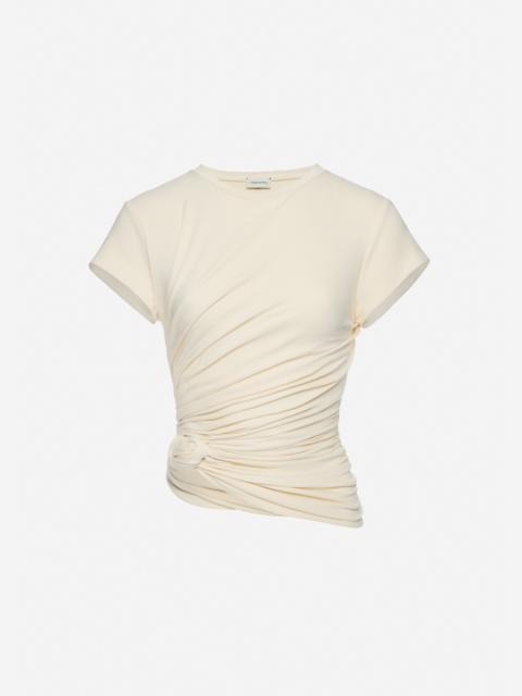 Side-knot draped t-shirt in cream
