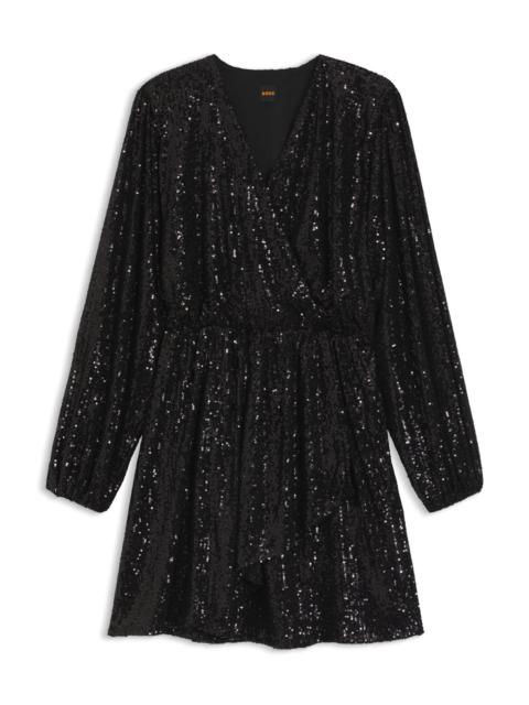 WRAP-FRONT DRESS WITH SEQUIN EMBELLISHMENTS