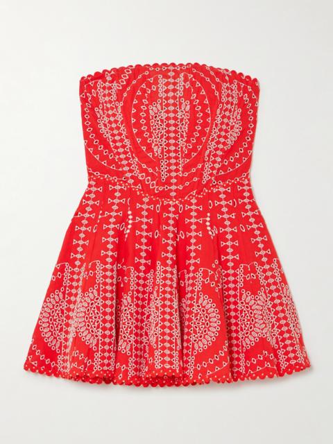 Clem Strapless Broderie Anglaise Cotton-blend Mini Dress