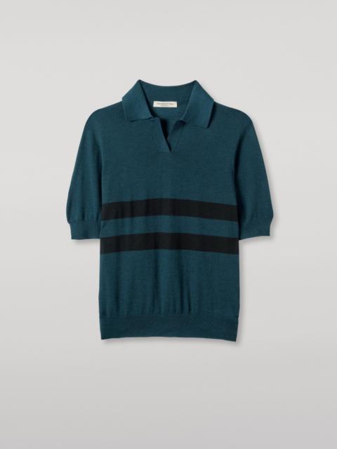 Coira Green & Black Superfine Cashmere Polo Shirt