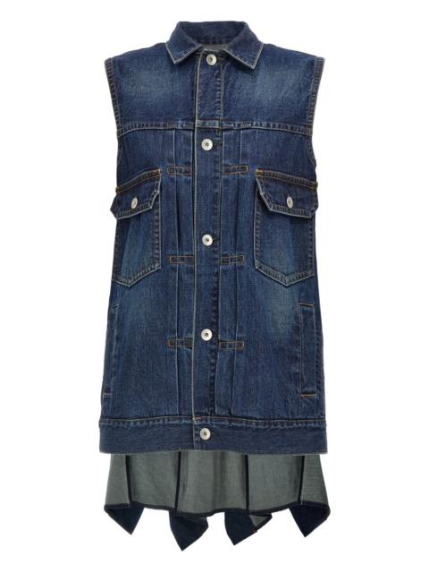 ruffled denim mini dress