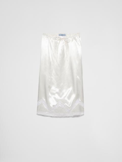 Embroidered satin skirt