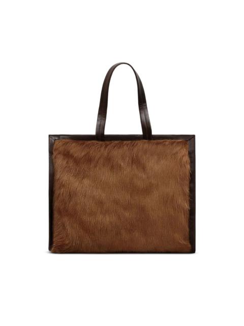 fur-panelled tote bag