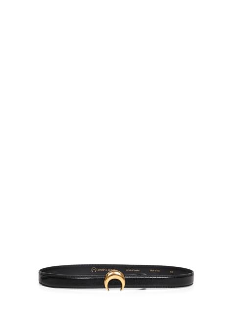 Black shiny calf leather Moon medium belt