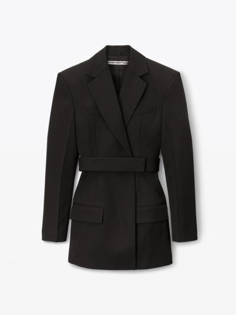 BELTED BLAZER DRESS IN WOOL TAILORING