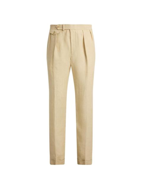Gregory flat-front linen trousers