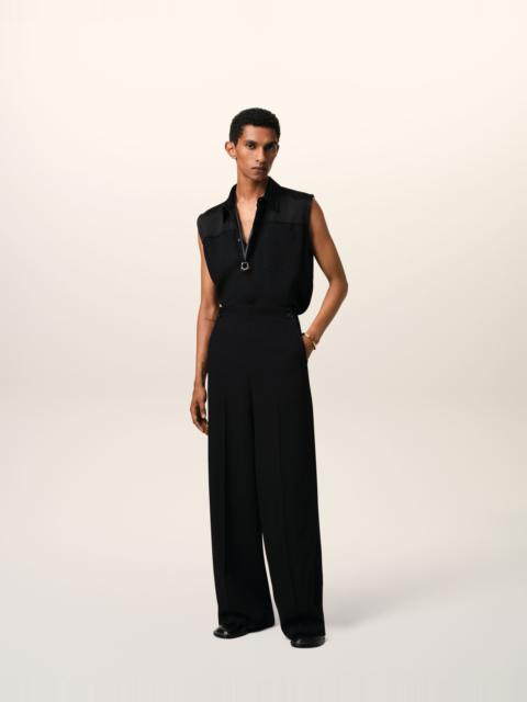 BLACK CONTRASTED TOP SLEEVELESS SHIRT