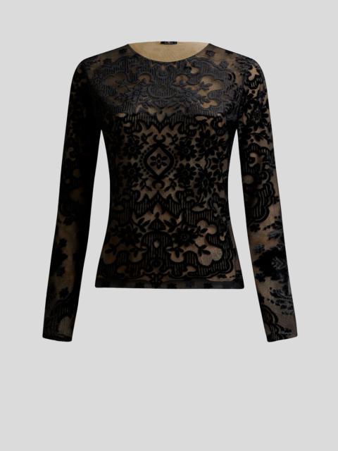 TULLE AND JACQUARD VELVET TOP