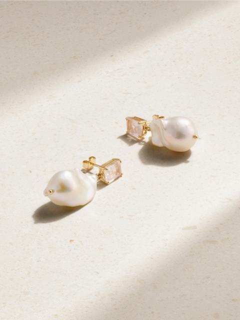 14-karat Gold, Pearl And Quartz Earrings