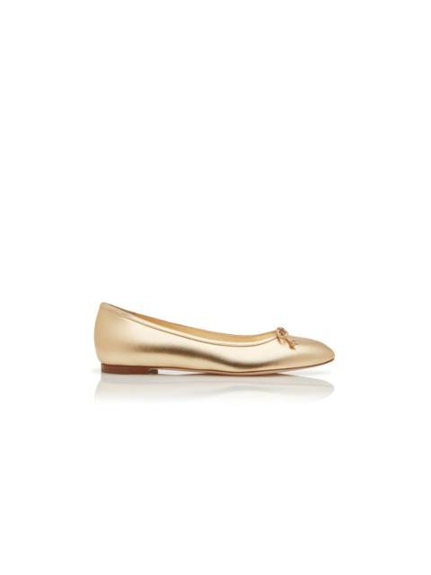 Gold Nappa Leather Ballerina Flats