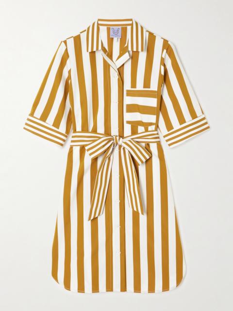 Zouka Belted Striped Cotton-poplin Mini Dress