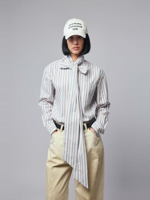 Striped Blouse with Scarf