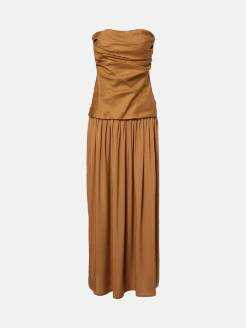 Hedy gathered linen maxi dress