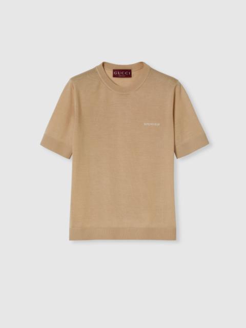 Cashmere and silk top with intarsia