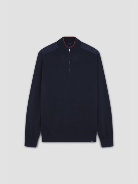 WOOL AND SILK SWEATER WITH JERSELY DETAILS