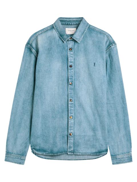 Saint Laurent Logo-embroidered Denim Shirt