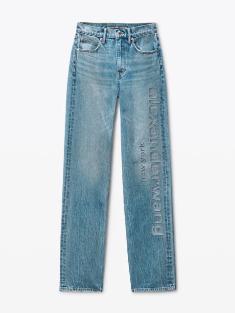 ez mid-rise jeans with logo cutout