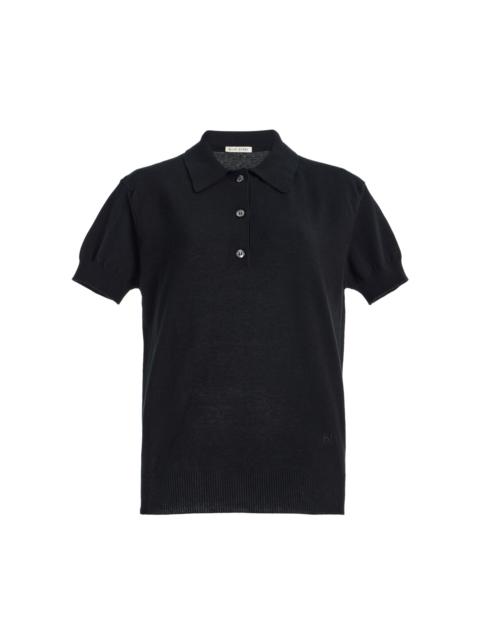 Sylvie Cotton-Crepe Polo Shirt black
