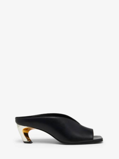 Women's Armadillo Mule in Black/silver/gold