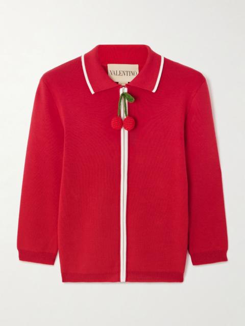 Cropped cotton cardigan Red
