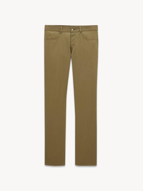 RELAXED SLIM PANTS IN KHAKI GREEN COTTON