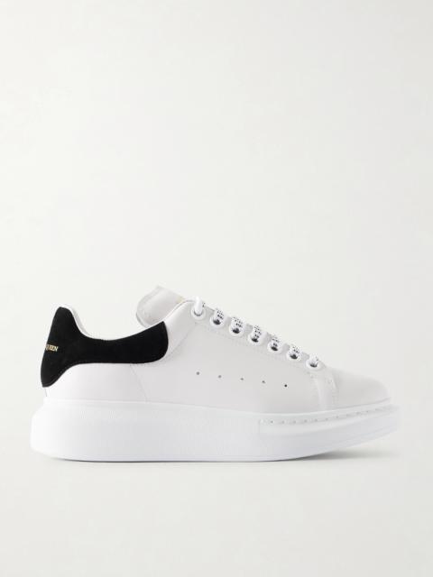 Exaggerated-sole Suede-trimmed Leather Sneakers