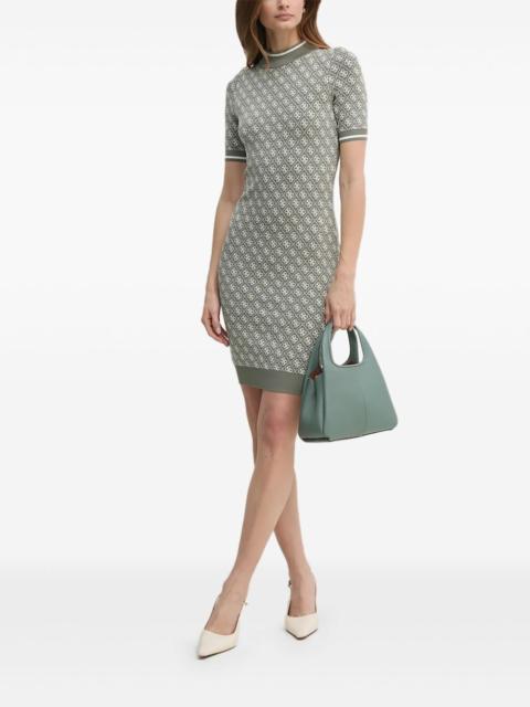 logo-pattern short-sleeve mini dress