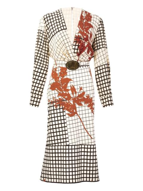 Kadira geometric-print belted midi dress