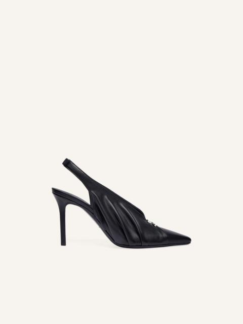 DRAPED STRETCH LEATHER EFFECT SLINGBACKS