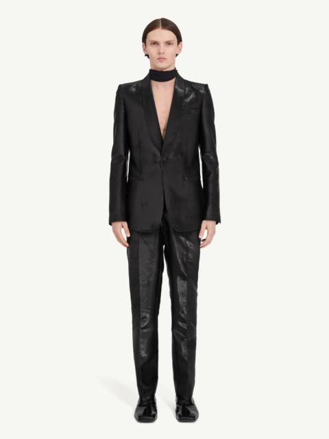 Distressed jacquard trousers