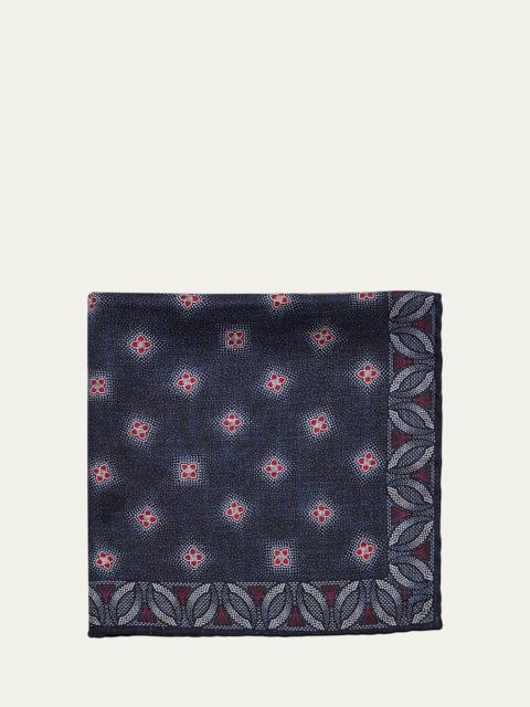 Men's Silk Floral Print Pocket Square