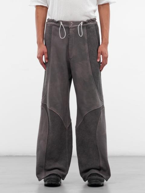 Brown Paneled Jersey Wide Trousers