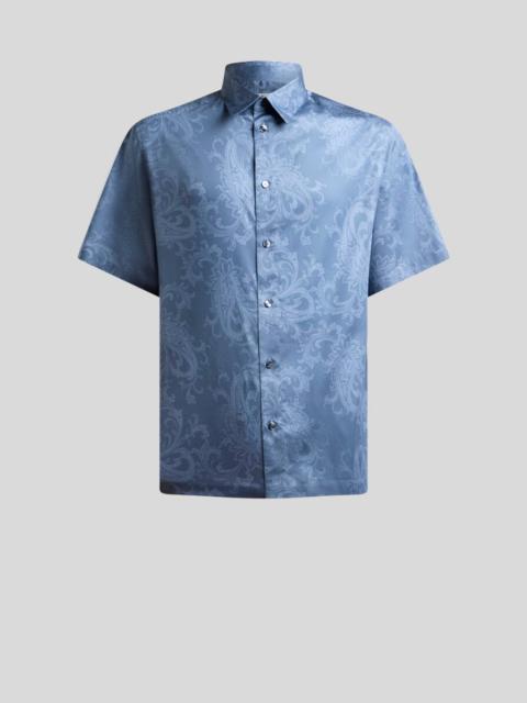 OVERSIZED SHIRT IN COTTON SATIN WITH FLORAL PAISLEY MOTIF