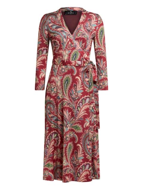 paisley-print wrap midi dress